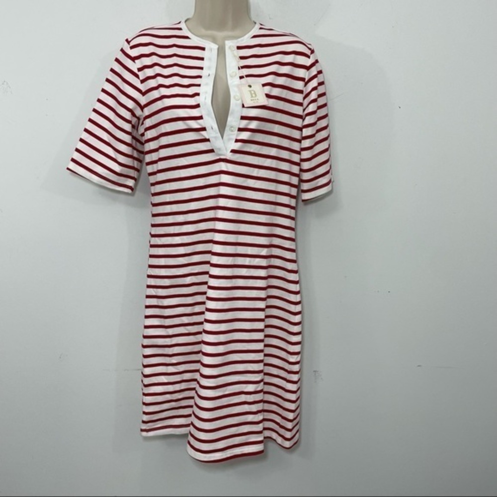 NWT Alicia Bell t-shirt mini dress striped nautical heavy cotton stretch M